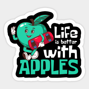 Life Is Better With Apples Funny Mascot Sticker